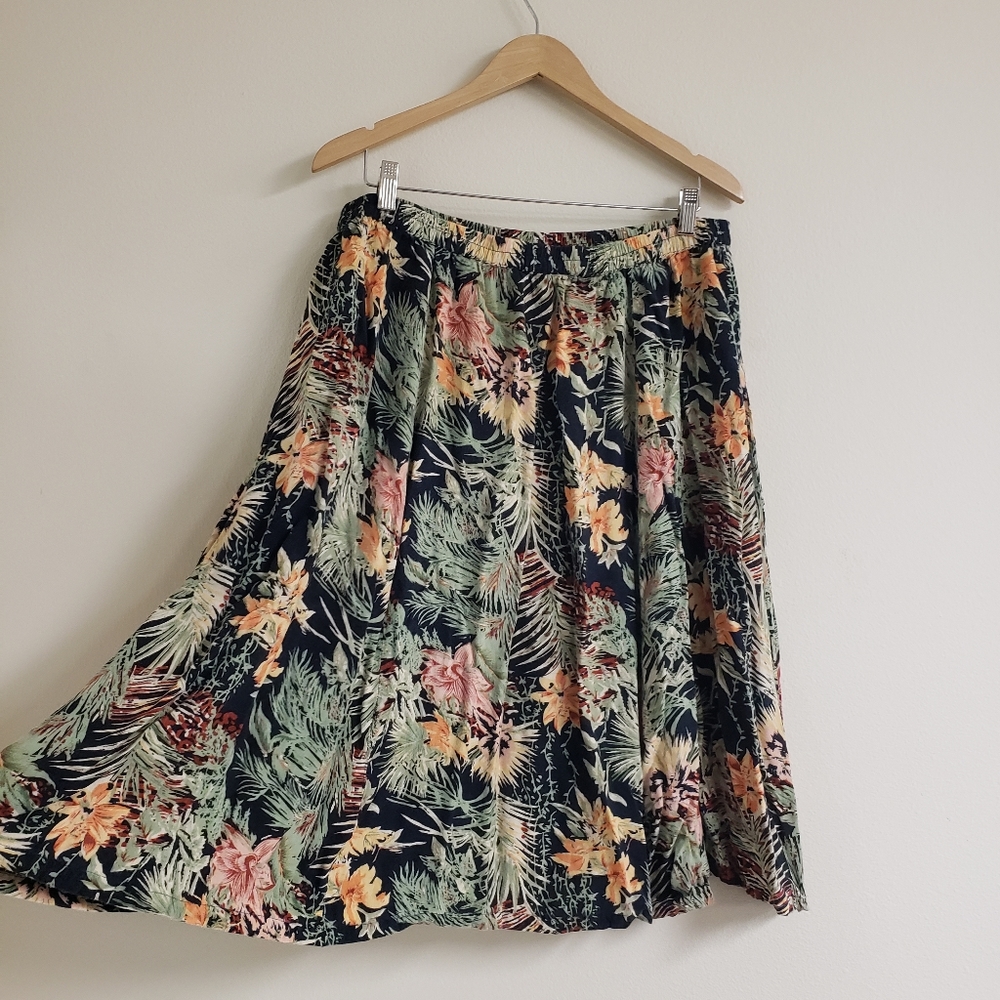 Vintage 90s skirt size 1x Tropical floral skirt